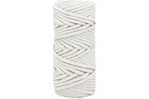 Leecogo 6mm Jute Rope 100 Feet Natural Craft Rope Twine String Perfect for Home Gardening Macrame Arts Crafts DIY Cat Scratching Post Replacement Repairing Recovering Cats Toy Making,White