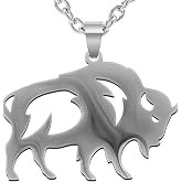 Wchama Bison Necklace for Men Women Stainless Steel Pendant Chain Jewelry