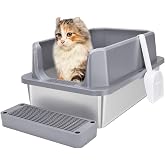 RIZZARI Enclosed Cat Litter Box - Pink Stainless Steel Odorless Litter Pan With Top Holes, Large - View #6