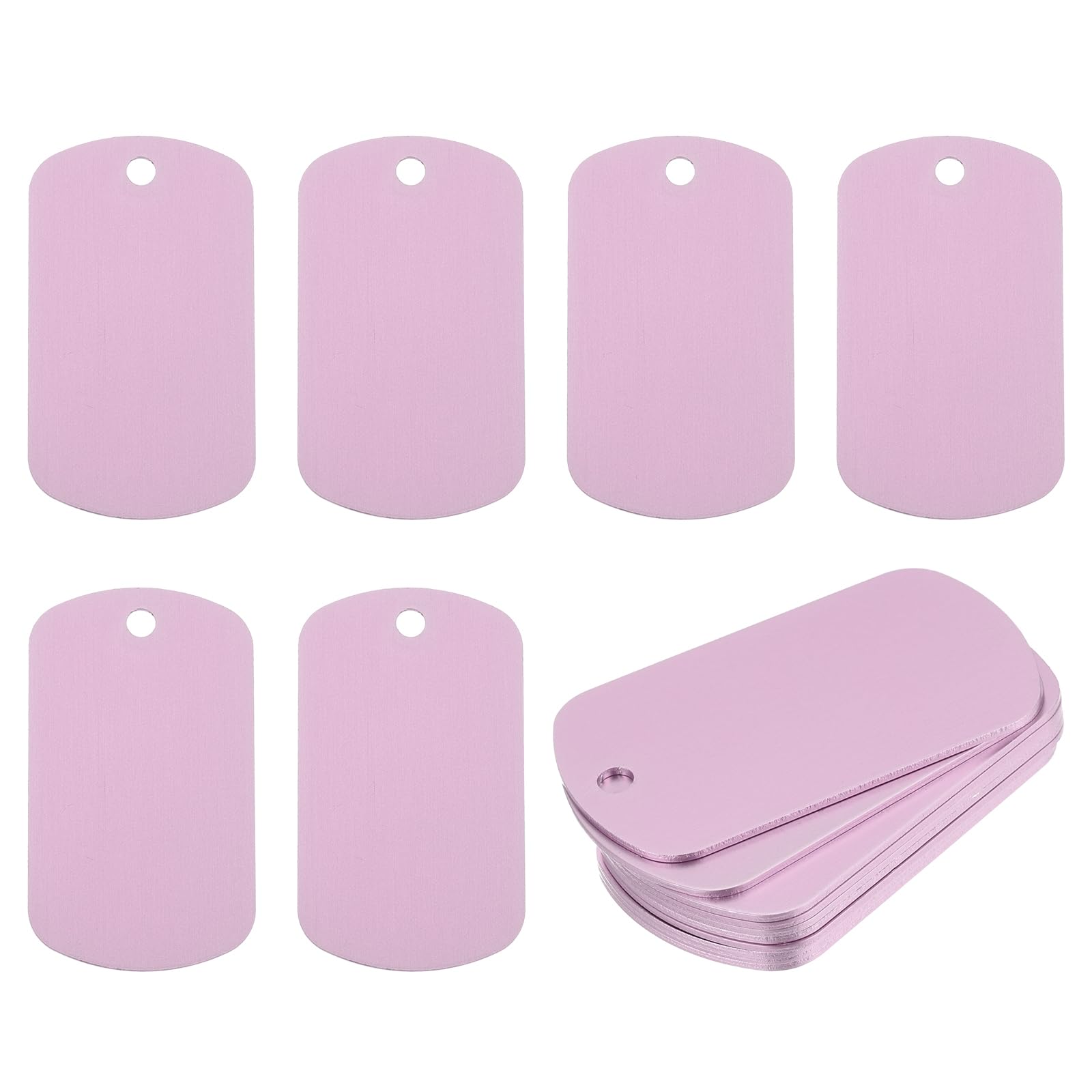Rebower Aluminum Blank Tags Engraving Metal Stamping Blanks,[for Number Tag, Dog Tag,Pendant Decoration] - 2 x 1.2 Inch/Pink / 25 Pcs