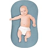 Pea Pod Baby Lounger Cover Muslin Cotton Slipcover Compatible with Snuggle Me Lounger - Soft Breathable Infant Lounger Covers Only for Newborn Baby Nest Lounger Sheets for Cozy Nap 0-12 Months,Blue