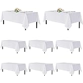 sancua White Table Cloths Rectangle, 8 Pack Tablecoths for 6 Foot Tables - Washable Polyester Fabric Table Cover for Wedding, Birthday Party, Banquet Reception, 54x108 Inch