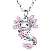 VONALA Sterling Silver Axolotl Pendant Necklace - Jewelry Gift for Women