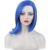 Tongtta Short Blue Cosplay Wig Halloween Costume Party Wig for Women