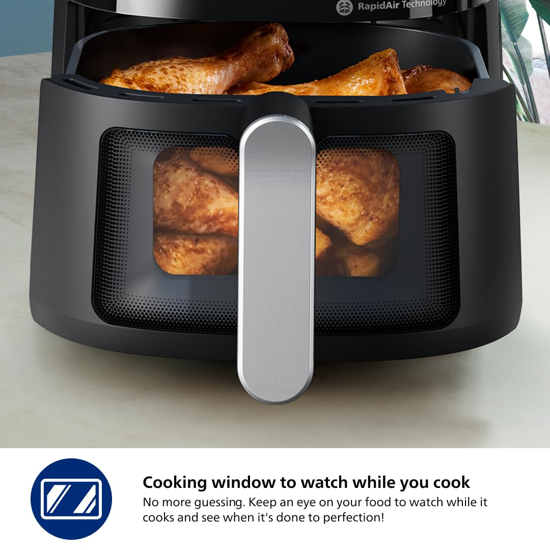 Freidora de aire Philips serie 2000: tecnología RapidAir, 13 formas de cocinar en 1, capacidad de 4,4 cuartos de galón, comidas más saludables hasta un 90 % menos de grasa, fácil de limpiar, apta para lavavajillas, control de pantalla táctil, aplicación HomeID (NA221/00)