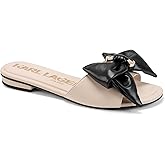 KARL LAGERFELD womens Ciaran Flat Sandal With Bow Detail