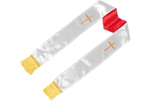 jojofuny Embroidered Wedding Pastor Stole with Cross Tassels, Reversible Double-sided Clergy Shawl for Church