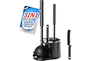 FORASTO 3 in 1 Toilet Brush and Plunger Set,Toilet Bowl Brush Plunger Set,Toilet Brush Plunger Combo,Cleaning Brush,Cleaning Supplies, Crevice Cleaning Brush, Bathroom Cleaning Tools