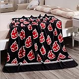 Judy Dre am Thicken NARUTO Red Clouds Soft CORAL FLEECE Throw Polyester blanket Cartoon Nap Blanket, Black, 59