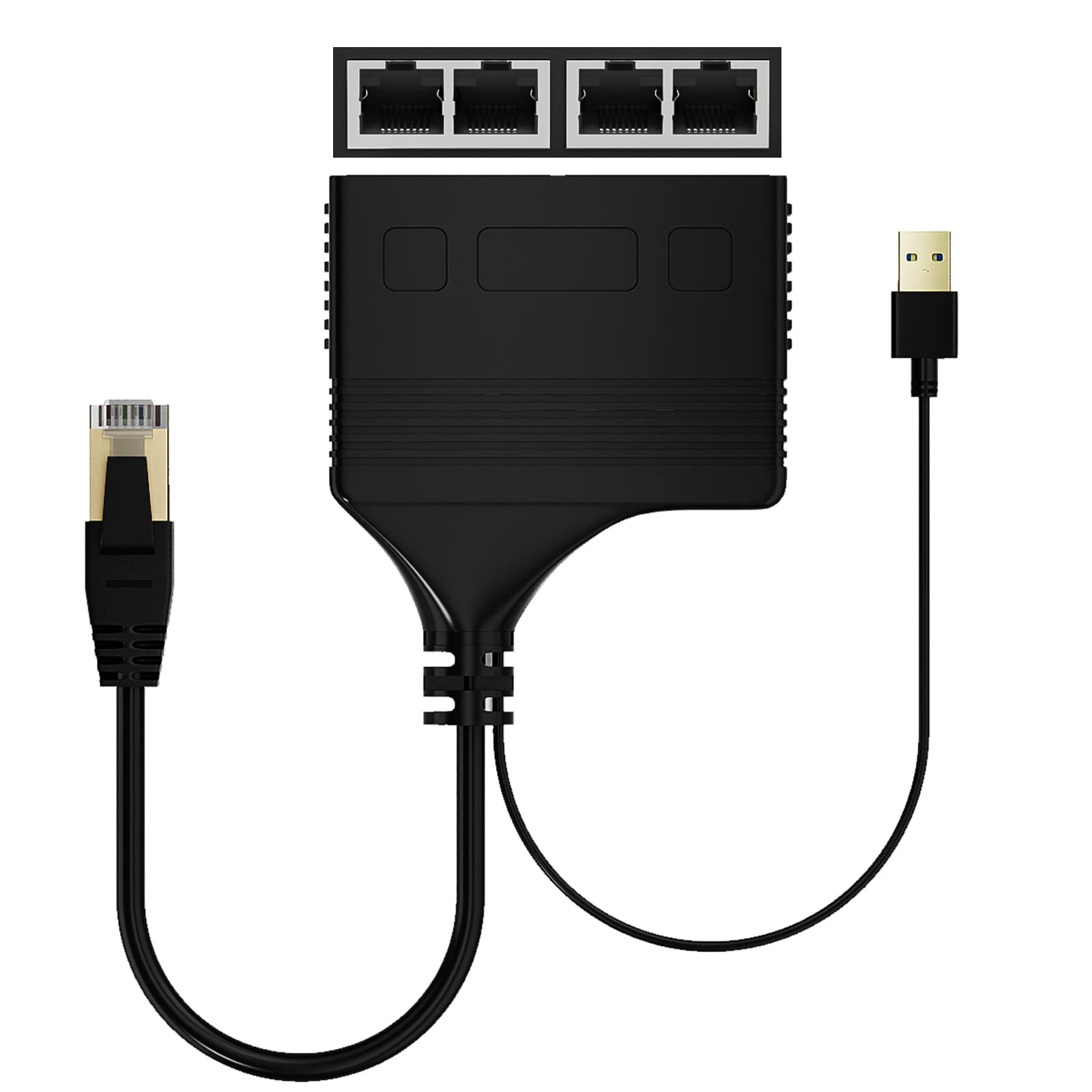 Disscool RJ45 Splitter Y Cable, Male to Female 4 Port LAN Ethernet Network Adapter with USB Cable Cord for Homes and Offices/Cat5/Cat6/Cat7