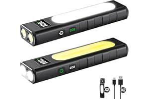 HUCCBS Rechargeable Flashlights High Lumens 1800, Flat EDC Flashlight Rechargeable, Magnetic Pocket Flashlight Super Bright, Powerful LED Flashlight for Home, Tactical Flash Lights as Christmas Gifts for Men