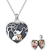 TUGHRA Locket Necklaces That Holds Picture Sterling Silver Elephant Locket Heart Pendant Necklace Photos Jewelry Gifts for Women Teen Mom Daughter