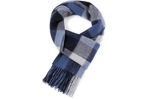 WAMSOFT Wool Winter scarf Plaid scarf Soft Warm Tartan checkered Striped Fashion Scarf Classic for Women Men Scarves