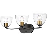 Golden Lighting Roxie 3-Light Vanity Light in Matte Black and Clear Glass