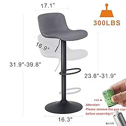 YOUTASTE Fabric Grey Bar Stools Set of