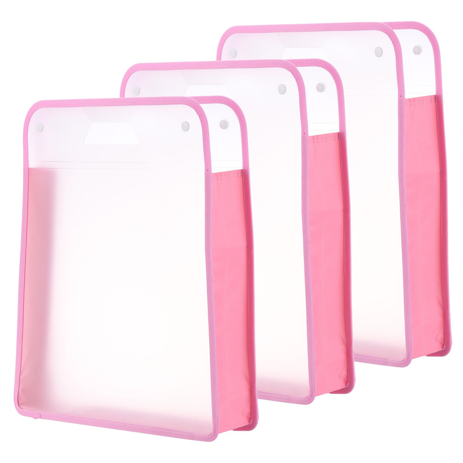 PATIKIL Scrapbook Paper Storage Organizer, 3Pcs Rectangular Scrapbook Organizer for 12x12" Sheet Paper Vinyl Storage with Handle for Scrapbook File Vinyl Paper Card Stock, Pink