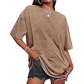 Oversized Tshirts for Women Short Sleeve Crew Neck Vintage Washed Basic Loose Casual Tees