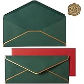 30 Pack Christmas Thick #10 Business Envelopes with Gold Border, 4 1/8 x 9 1/2 Thick Paper Standard Envelopes with Stickers for Office, Checks, Letter Mailing, Invoices (Christmas Green Red)