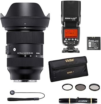 Amazon Com Sigma 24 70mm F2 8 Dg Dn Art Lens For Sony E With Flashpoint Zoom R2 Ttl On Camera Flash Speedlight mm Filter Kit Lens Cleaner Capleash Electronics