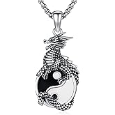 Hagkew Yin Yang Dragon/Phoenix/Koi Fish Necklace 925 Sterling Silver Yin Yang Couples Matching Pendant Friendship BFF Necklace Jewelry for Her Him with Gifts Box