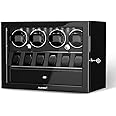 DUKWIN Watch Winder for 4/6/8 Automatic Watches, Lockable Winders with Watch Holders and Jewelry Storage, Super Quiet Motor with High-Gloss Finish, Built-in Illumination