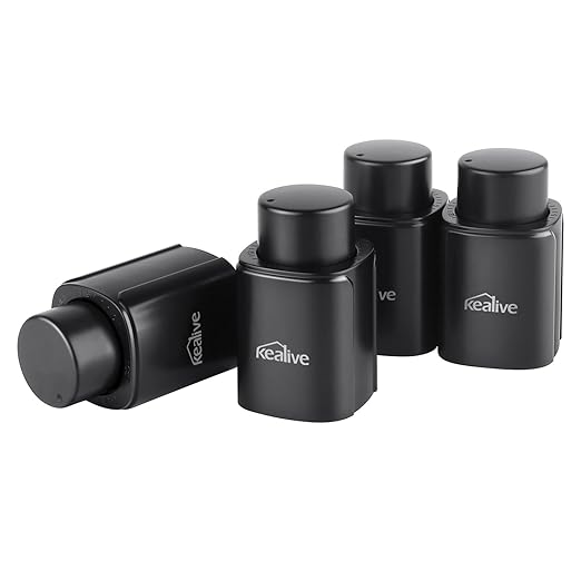 title=Kealive Tappi Vino Sottovuoto [ 4 pezzi ] Con Scala di Data Tappi Bottiglie Vino