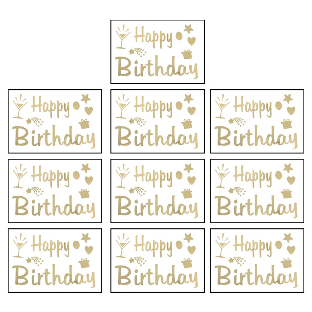 Laroal 10 Packs of Happy Birthday Stickers Self-Adhesive Party Letter Stickers Balloon Wine Glass Decals