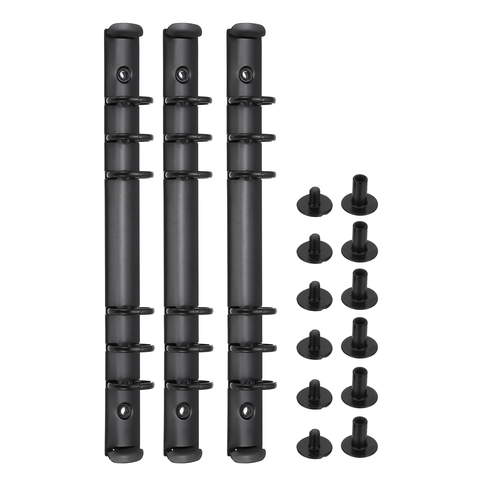 PATIKIL A5 6-Hole Ring Binder Mechanisms, 3 Set Binder Spines Replacement for Binder Planners, Black