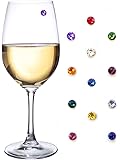 Swarovski Crystal Magnetic Wine Glass Charms Set of 12 - Entertain Elegantly with Trendy Wine Glass Markers that even work on Stemless Glasses by Simply Charmed