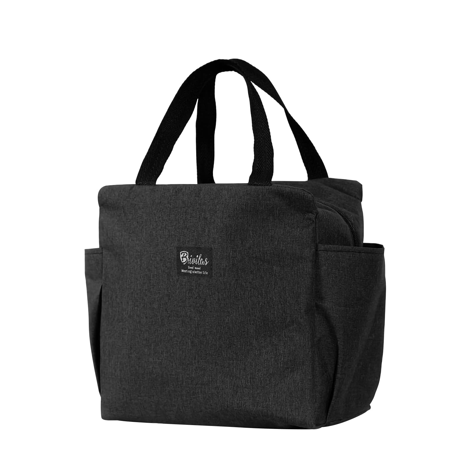 MABAHON Insulated Lunch Bag, Portable Thermal Lunch Bags Cooler Bag for Women Men, Compact Adult Lunch Box Work Office, Travel kit(Black)