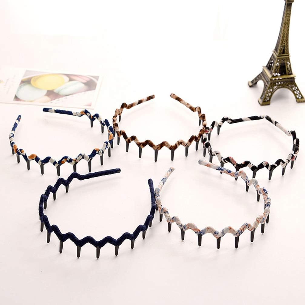 minkissy 5Pcs Teeth Comb Headbands Leopard Teeth Hair Hoop Plastic Sharks Tooth Hair Band Zig Headbands Anti-slip Hair Hoop for Men Women Girls - Image 3