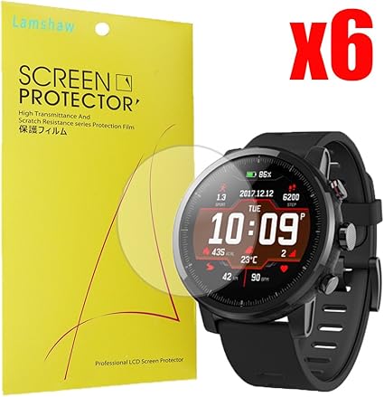 Lamshaw for Amazfit Stratos Screen Protector, Premium High Definition Ultra Clear for Amazfit Stratos Multisport GPS Smartwatch (6 Pack)