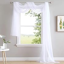 Amazon.com: Elegant Comfort Lightweight Sheer Voile Window Scarf ...