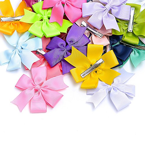 image for Baby Girl Hair Bows Clips Grosgrain Ribbon 3” 40 Pcs, Pinwheel Bouti