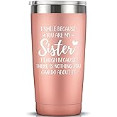 Sisters Gifts from Sister - Birthday Mothers Day Gift for Sisters Christmas Ideas Galentines Day Gifts, Sister Tumbler, 20oz Rose Gold