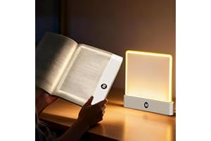 Upgraded Rechargeable LED Flat Book Light, 3 Colour Temperatures, Stepless Dimming, 1-99 Min Timer, Eye-Caring Full Page Read