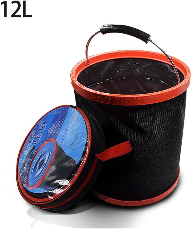 3.2Gal/12L Multi-function Black Folding Buckets, Portable Large Buckets, Thicker, Watertight. Car Wash Bucket, Fishing Bucket, Can be Used for Outdoor Barbecue,Fetching Water,Bathing on the Road Wash