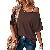 LEIYEE Womens Summer Black Cold Off Shoulder Tops 2026 Sexy Casual Cute Short Sleeve Loose Fit T Shirts Blouse