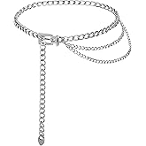 Sacina Silver-tone Chunky Chain belt, Waist Belly Chain, Gothic Goth Punk Grunge Emo Belt, Goth Accessories