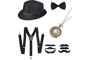 SINOEEM 1920s Mens Gatsby Gangster Costume 6 pcs Accessories Set for Man