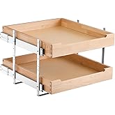 VEVOR 2 Tier Pull Out Cabinet Organizer, 20" W x 21" D Cabinet Drawer, Soft Close Slide out Shelf, Heavy-Duty Sliding Wood Drawer, Adjustable Base Cabinet Organization for Kitchen Pantry Bathroom