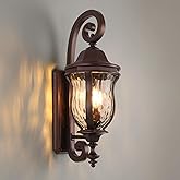 Smeike Coffee Exterior Wall Sconces, 28" H Large Outdoor Wall Light Fixtures with Water Glass, Waterproof Outdoor Lights Wall