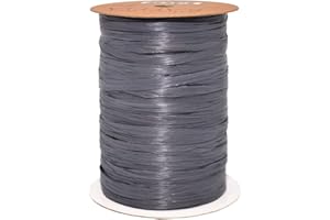 Morex Ribbon 100% Rayon Matte Raffia Biodegradable Ribbon, Charcoal, 1/4" x 100 Yd