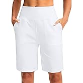 G Gradual Bermuda Shorts for Women 9" High Waisted 2 Big Pockets Long Knee Length Shorts for Workout Athletic Casual Summer