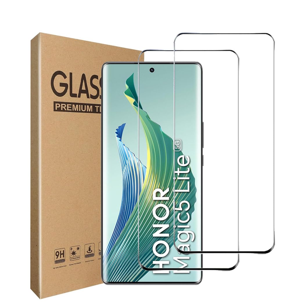 jonlineuk [2-Pack] Full Coverage Screen Protector for Honor Magic 5 Lite 5G Tempered Glass Film, [Case Friendly][Anti-Scratch][Anti-Shatter] For Honor Magic 5 Lite 5G