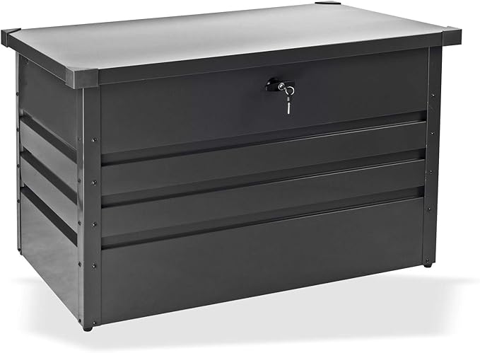 DEMA XXL Metall Gartenbox 770L - Anthrazit Aufbewahrungsbox Mit Gasdruckfedern