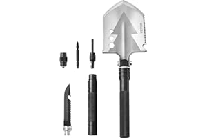 VEVOR Survival Shovel, 8 in 1 Camping Shovel Folding Multitool Kit, Portable and Compact, Stainless Steel, Multifunction for 