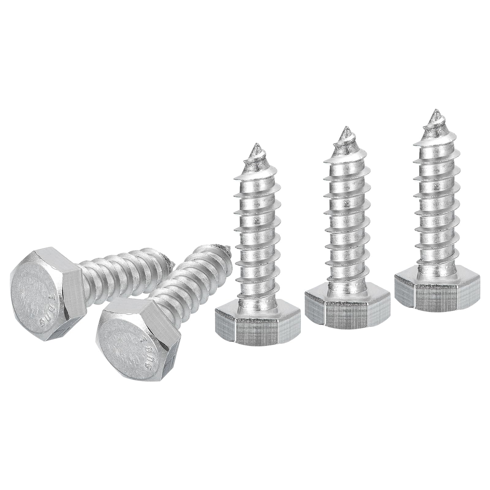 DTGN 5/16" x 1" Hex Lag Bolts - 20 Pack - for Woodworking, Furniture - 304 Stainless Steel Full Thread Hexagon Head Lag Screws for Wood - Silver