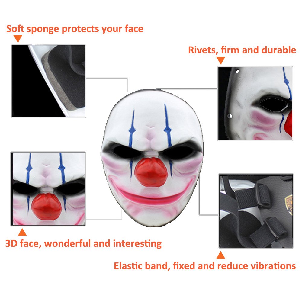 CCOWAY Halloween Máscara, Payday 2 Tema Terror Cosplay Party Máscara (Chains)