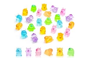 HOMICO Luminous Mini Capybara Figurines 24 Pieces Colorful Tiny Capybara for Dollhouse Miniatures Car Dashboard Fairy Garden Capybara Birthday Decorations